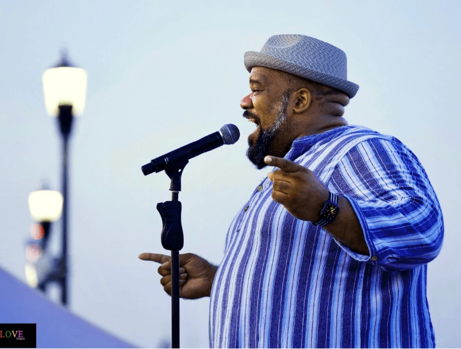 Korie Lee Blossey performs on the Seaside Heights boardwalk